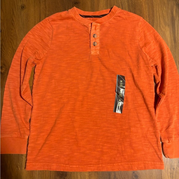Art Class Boys' Long Sleeve Washed Henley Shirt - Dark Orange - Picture 4 of 4